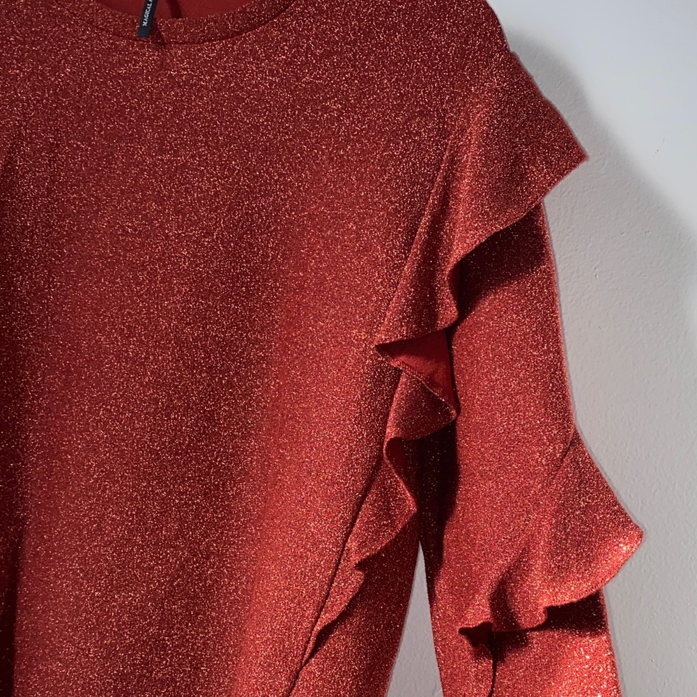 Scotch & Soda Sparkling Russet Orange Ruffle Sweatshirt - Picture 5 of 8